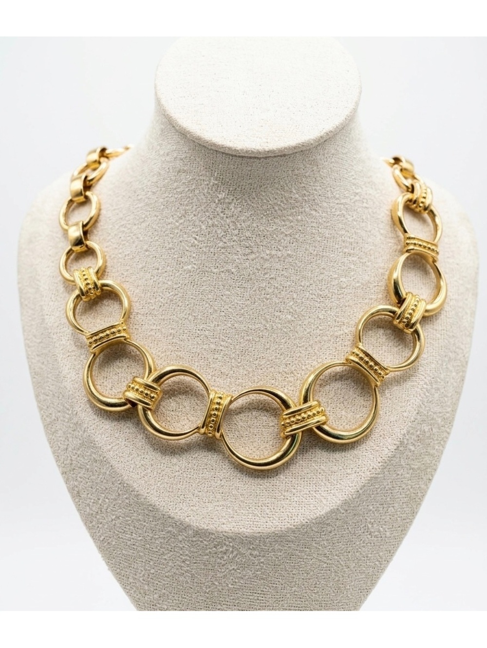 Monet Vintage Gold-Tone Link Necklace with Textured Detailing